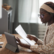 African American Woman Studying Online