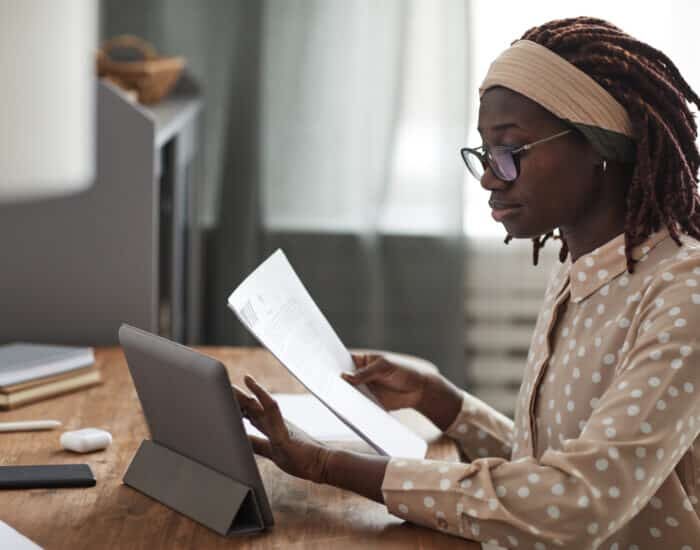 African American Woman Studying Online